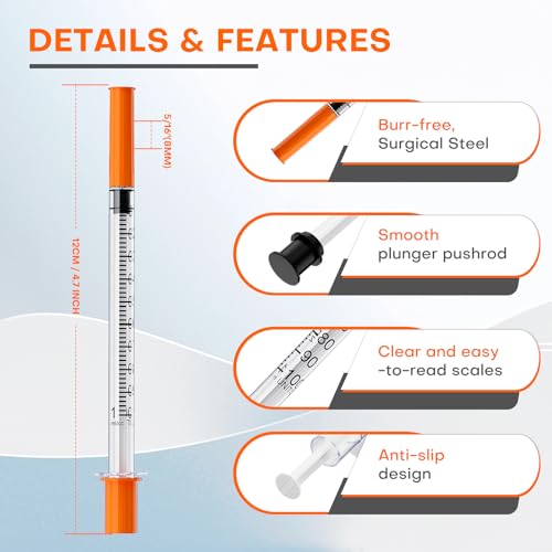 U-100 1mL/cc Syringes with 30G 5/16" (8mm) Individually Wrapped, Pack of 25 - Image 5