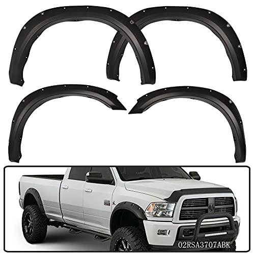 G-PLUS Fender Flares, Compatible With Dodge Ram 2500 Ram 3500 2010-2017(Do Not Fit Dually and Chassis Cab Models), Smooth Black Pocket Style Wheel Protector 4pcs