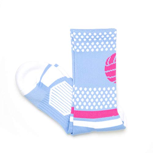 ChalkTalkSPORTS Volleyball Performance Crew Socks - Tropic Neon - Youth & Adult - Light Blue & Pink - Volleyball Socks4