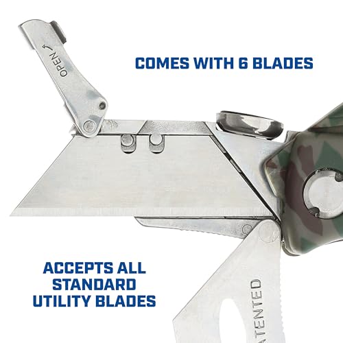 Image of Sheffield Utility Knife with 5 Utility Knife Blade Storage Compartment | Utility Knife Accepts Standard Utility Blades For Home, Office, Trades, and Warehouse