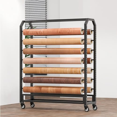 Estante de Almacenamiento de Tela Resistente con Barras Colgantes Ajustables, 210 cm de Alto, 130 cm de Ancho. Organizador para Rollos de Vinilo, Materiales de Manualidades y Papel de transf