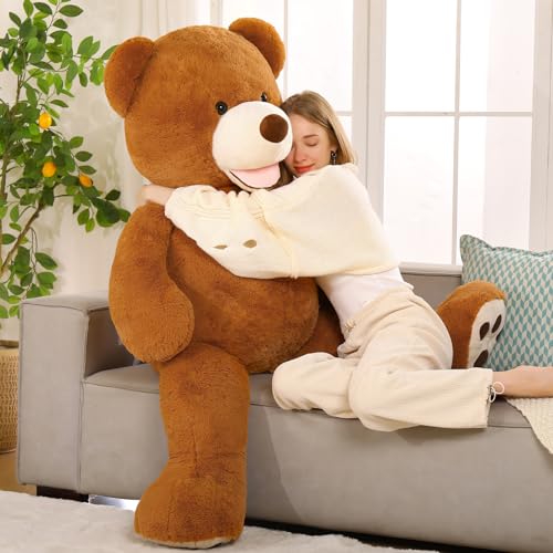 MorisMos 130 cm Big Teddy Bear, Big Teddy Bear XXL, Regalo de cumpleaños de Navidad para niños bebé marrón