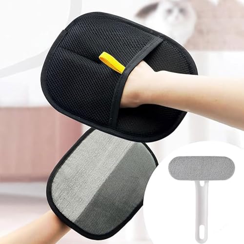 Image of Arrebol Pet Hair Removal Glove for Cats & Dogs, Pets Double-Sided Pet Grooming Gloves，Reusable pet Hair Removal Gloves，Couch, Carpet, Clothing and Bedding - Portable, Multi-Surface Fur Removal Tool