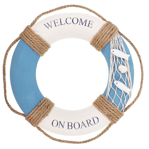 Warmhm Rettungsring-Wanddekoration 30 Cm Willkommen an Bord Nautisches Thema Rettungsring-Dekoration Retro-Verandaschild Am Meer Geeignet FüR...