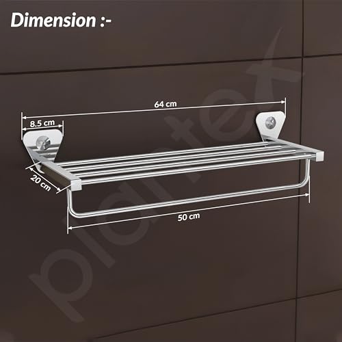 Image of Plantex Pyramid Stainless Steel Towel Rack for Bathroom /Towel Rod /Towel Stand /Towel Hanger /Bathroom Accessories - 24 Inch (Chrome Finish)