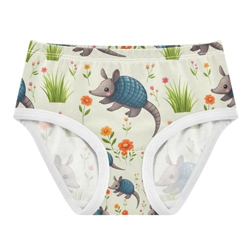 Toddler Briefs, Cute Armadillos Cotton Underwear for Girls, 2–8 Years