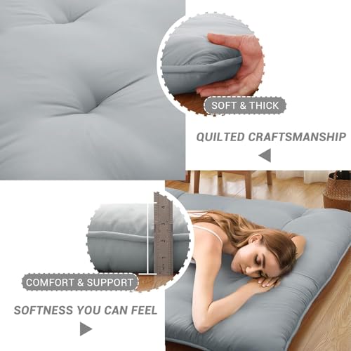 Image of Deevine Craft Quilt Cotton Floor Bed Mattress, Foldable,Rollable Movable Single Bed Comfort Gadda 1 Sleeping Capacity, S Quilted Design (Light Grey, Single Bed 72X36X5 Inches)