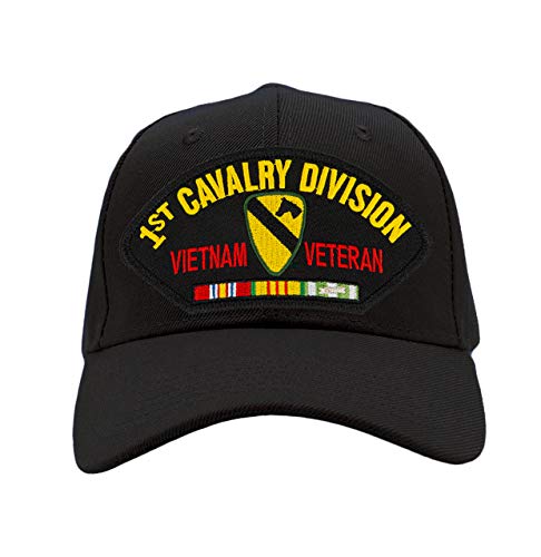 PATCHTOWN US Army 1st Cavalry Division - Vietnam Veteran Hat/Ballcap Adjustable One Size Fits Most (Black, Standard (No Flag)) PATCHTOWN US Army 1st Cavalry Division - Vietnam Veteran Hat/Ballcap Adjustable One Size Fits Most (Black, Standard (No Flag))