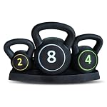 Power Kettlebell 3er-Set | 2 kg, 4 kg, 8 kg | Robuste Kunststoff-Kettlebells mit Betonfüllung & Ablage | Ergonomische Griffe für sicheres Ganzkörpertraining