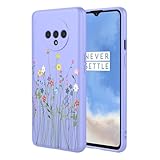 HTXWXJC Phone Case for OnePlus 7T Case, HD1901, HD1903, HD1900, HD1907, HD1905 Case Shockproof Flexible Bumper TPU Soft Case Flower Pattern Phone Cover for OnePlus 7T Purple Flower