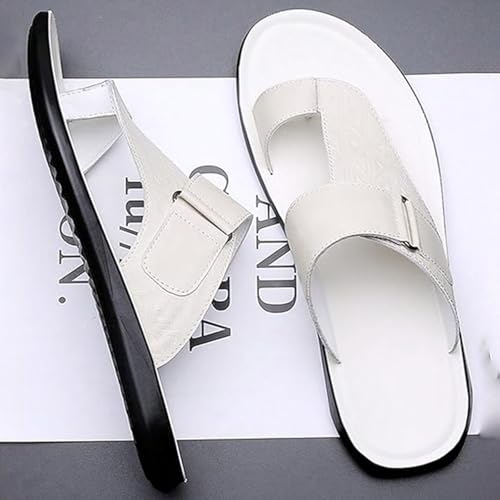 Men's Leather Thong Sandals Open Toe Indoor Outdoor Beach Flip Flops Slip-On Casual Slippers3