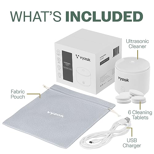 Vyzak - Limpador de retentor ultrassônico com tabletes de limpeza - Limpador ultrassônico de luz UV