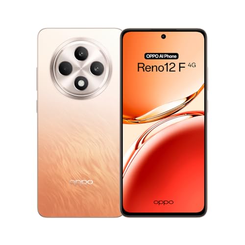 OPPO Reno12F 4G - Smartphone Libre con IA, 16GB (8GB+8GB) 256GB, Pantalla 2.5D AMOLED 6.7', Cámara 50+8+32 MP, Android, IP64, Batería 5000mAh, Carga Rápida 45W - Amber Orange