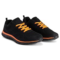 Get Fit Mens Lightweight Gym Fitness Athletic Comfort Cushioned Trainers - Black/Orange - 7