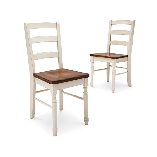 Image of Aprodz Solid Wood White Bruges Dining Chairs for Living Room | Set of 2 Wooden Chair
