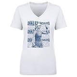 500 LEVEL Anna Kalinskaya Psychedelic Name Women's V-Neck T-Shirt (White, Medium)