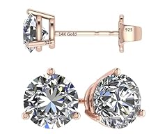 14K Gold Post & Sterling Silver - Rose