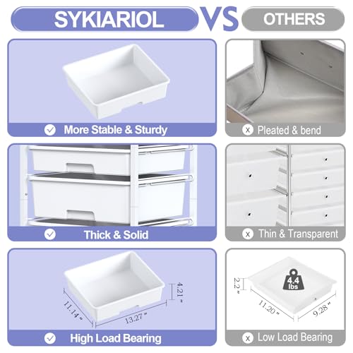 Image of SYKIARIOL 4 Drawers Rolling Storage Drawer Craft Organizers Bookshelf Cart with Dust-Proof Door for Kids Playroom,Bedroom,Home Office, White