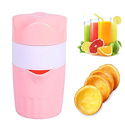 Lemon Squeezer Citrus Juicerï¼ŒHand Juicer Manual Lid Rotation Press Reamer with Strainer and Container for Lemon,Orange,Citrus (Orange) (Pink)
