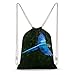 Zaino con coulisse Volante Blu Parrot Grande Capacità Zaino Cinch Impermeabile Tela Sport Yoga Palestra Borsa per Ragazzi Ragazze Bambini Donne Uomini Adolescenti