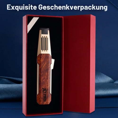 JETPRO Butan-Taschenlampe Feuerzeug Einhandbedienung Feuerzeug mit verstellbarer Strahlflamme Küche Kochfackel (Butangas nicht enthalten) (… – Ansicht 5