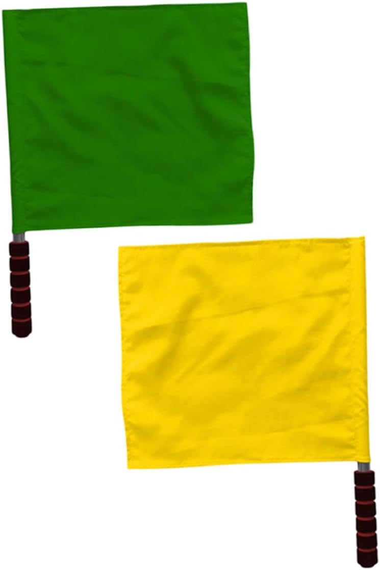 2pcs Hand Signal Flags Set for Control and Sports Training, Portable Yellow and Green Flags with Sturdy Fabric for Referee Signaling and Safety Guidance