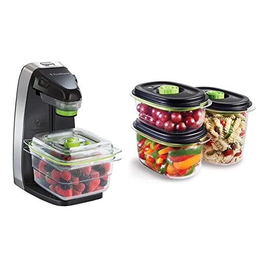 Système FoodSaver de conservation des aliments frais, machine sous vide alimentaire & Boîtes alimentaires de conservation et marinade | Boîtes hermétiques sans BPA | 700 ml, 1.18 L & 1.8 L | 3 unités Cover