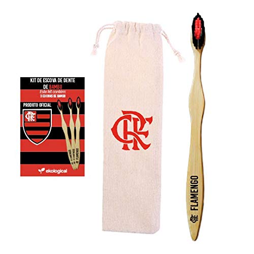 Kit com 3 Escovas de Dente Ecológicas de Bambú do Flamengo