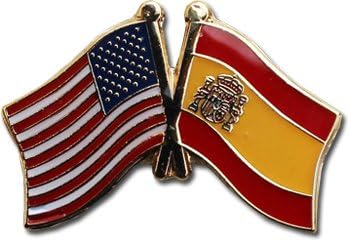 USA and Spain Flag Die-struck Metal Friendship Lapel Pin with Butterfly Clasp Closure - Image 2
