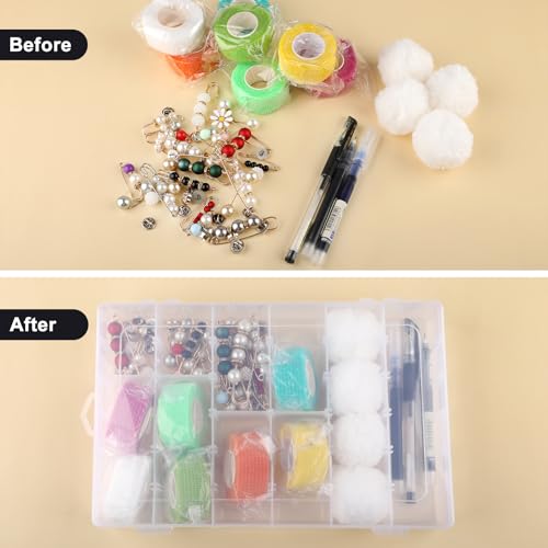 Image of 4 Pack 36 Grid Bead Organizer Box with Removable Dividers, Clear Plastic Organizer Box, Craft Storage Containers for Beads, Jewelry, Fishing Tackle, Thread, Screws, DIY Small Parts