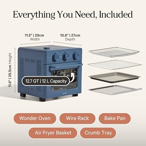 Our Place Wonder Oven | 6-in-1 Stainless Steel Air Fryer Toaster Oven Combo with Basket, Rack, Pan & Tray | Compact 13 QT Countertop Capacity - Toast, Roast, Bake, Reheat, Broil & Steam | Blue Salt - Image 3