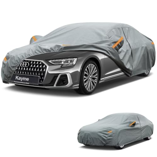 Image of Kayme Heavy Duty Car Cover Custom Fit Audi A8 /S8(1993-2025), Waterproof All Weather for Automobiles, Full Exterior Covers Sun Rain UV Protection.