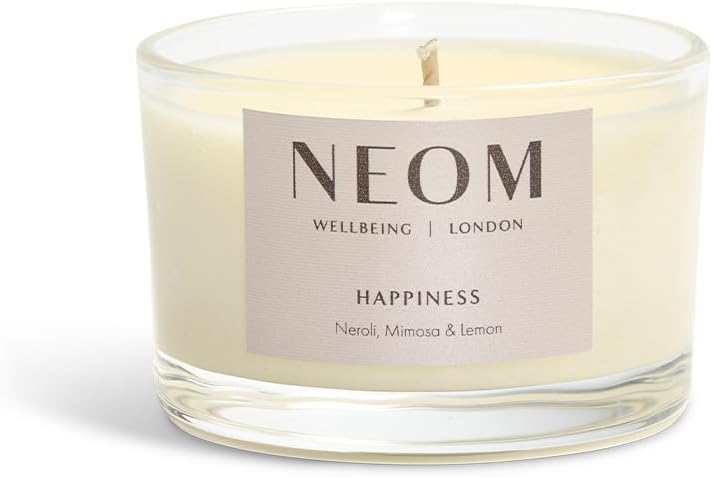 NEOM- Happiness Travel Candle, 125g | Neroli, Mimosa & Lemon | Essential Oil Candle - Image 2