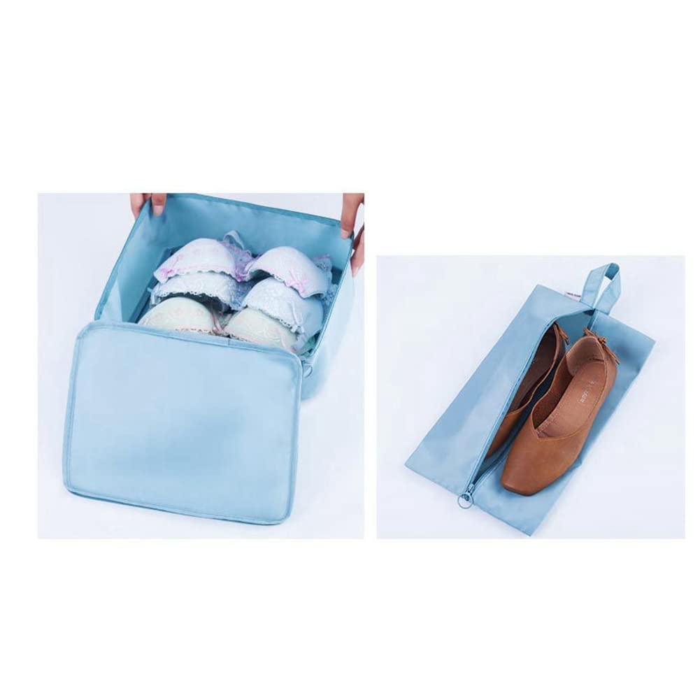 Belsmi Set 8 Cubi Da Viaggio - Organizer A Compressione Impermeabile Con Borsa Scarpe (Nero) - 3