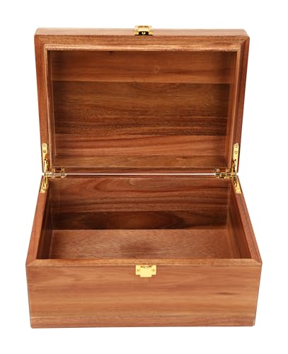 Boîte en bois d'acacia massif anti-poussière avec loquet pour organiser vos comptoirs