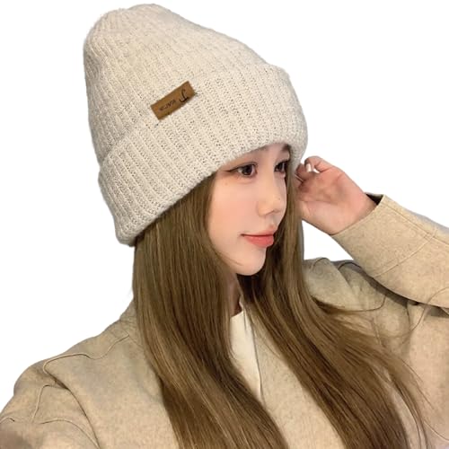 Minaette ニット帽子 レディース 冬 【防寒帽子 厚手で暖かい シンプル 小顔効果】 ストレッチ 伸縮性 毛糸の帽子 柔らかい おしゃれ ユニセックス