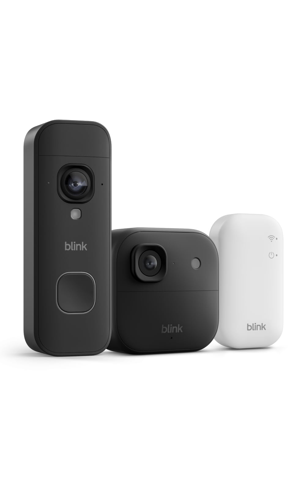 Videotimbre inalámbrico Blink 2K+ y Cámara para exteriores Blink 2K+ (últimos modelos). Video 2K, audio mejorado y Módulo de sincronización básico incluido. 1 cámara + videotimbre 2K+. (negro)