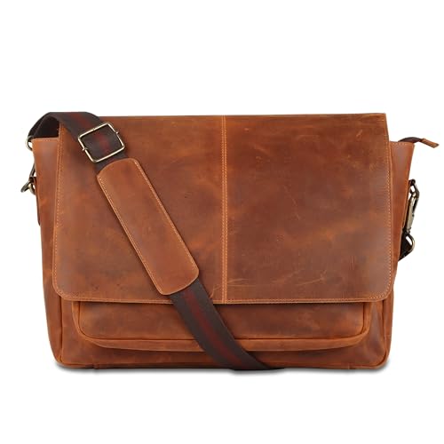 Bolso de mensajero de cuero búfalo artesanal para laptop 16" miniatura 3