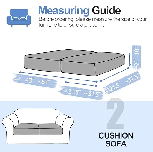 WEYOND Funda Sofa Chaise Longue de Chenilla, Fundas de Cojines de Sofá Individuales Lavables Antideslizantes para Sofá 2/3 Plazas y Esquina en L (2 Piezas, Fundas de Asiento, Gris Oscuro) - imagen 3