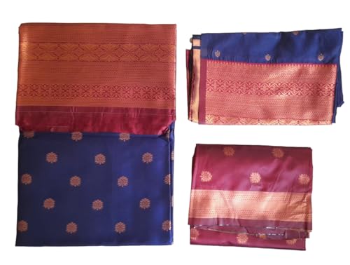 Image of ZITON ARICO MART Women's Indian Traditional Kanjivaram Silk Pure Weaving Lehenga Choli Along With Dupatta And Blouse Piece, Half Saree (Unstitched)