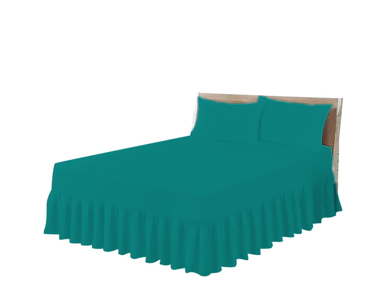 HOME ACE Teal Easy Iron Small Double Fitted Valance Sheets, 4FT Bed, Poly Cotton