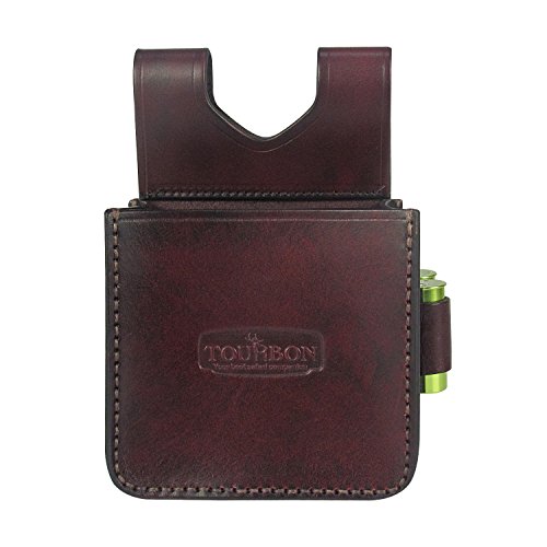 Tourbon Leather Waist Shooting Ammo Bag Shotgun Shell Pouch With 2 Bullet Loop (Brown 1) #TOP2