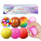 6 Pack Stress Balls for Adults, Large 2.36” Squishy Sensory Balls Set Fidget Toys, Suqish Squishies Squeeze Balls for Stress Relief, Anxiety Relief & Focus