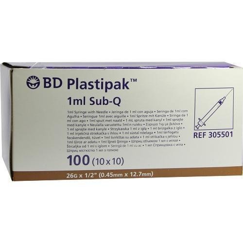 Aiguille Sub-Q 26g 1/2 injection sous-cutanée de précision 1ml lot de 100