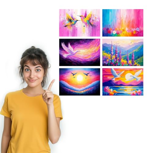 Image of SiddArtify Colorful Bird Wall Art Prints Set - Abstract Animal Poster Decor for Living Room Bedroom Office - 8x12 inch Board Pack of 6