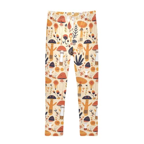 KLL Safari Mushroom Pattern Design Toddler Baby Girl Cotton Pants Soft High Waisted Activewear Exercise