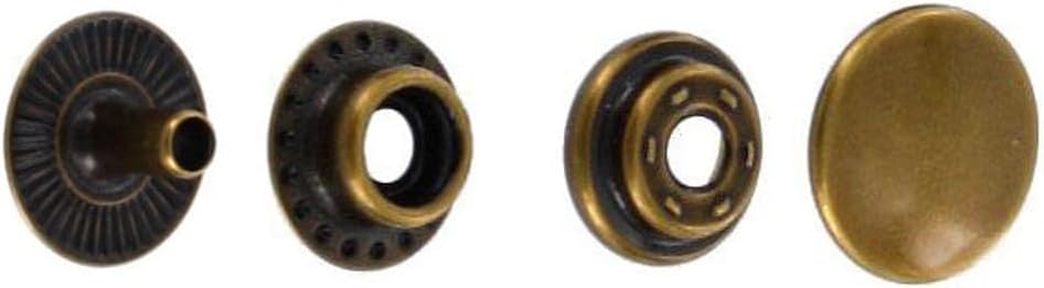 Line 20 / Line 24 Ring Socket Snap Fasteners, Antique Brass, Solid Brass (100 per Bag)