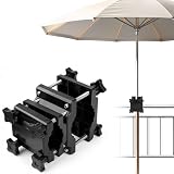 Soporte de Parasol Barandilla de Balcón - Soporte Universal Ajustable, Negro