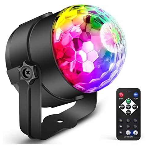 Lunriwis Disco Light Sound Activated Party Light Disco Ball with Remote Control for Kids Disco Parties Lighting Outdoor Indoor Strobe Lamp Stage Par Light(1 PCS) Cover
