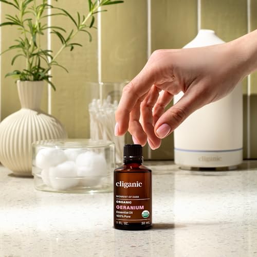 Image of Cliganic Organic Geranium Essential Oil, 100% Pure Natural for Aromatherapy | Non-GMO Verified